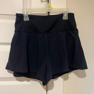 Athletic Black and Blue High-Waisted Shorts